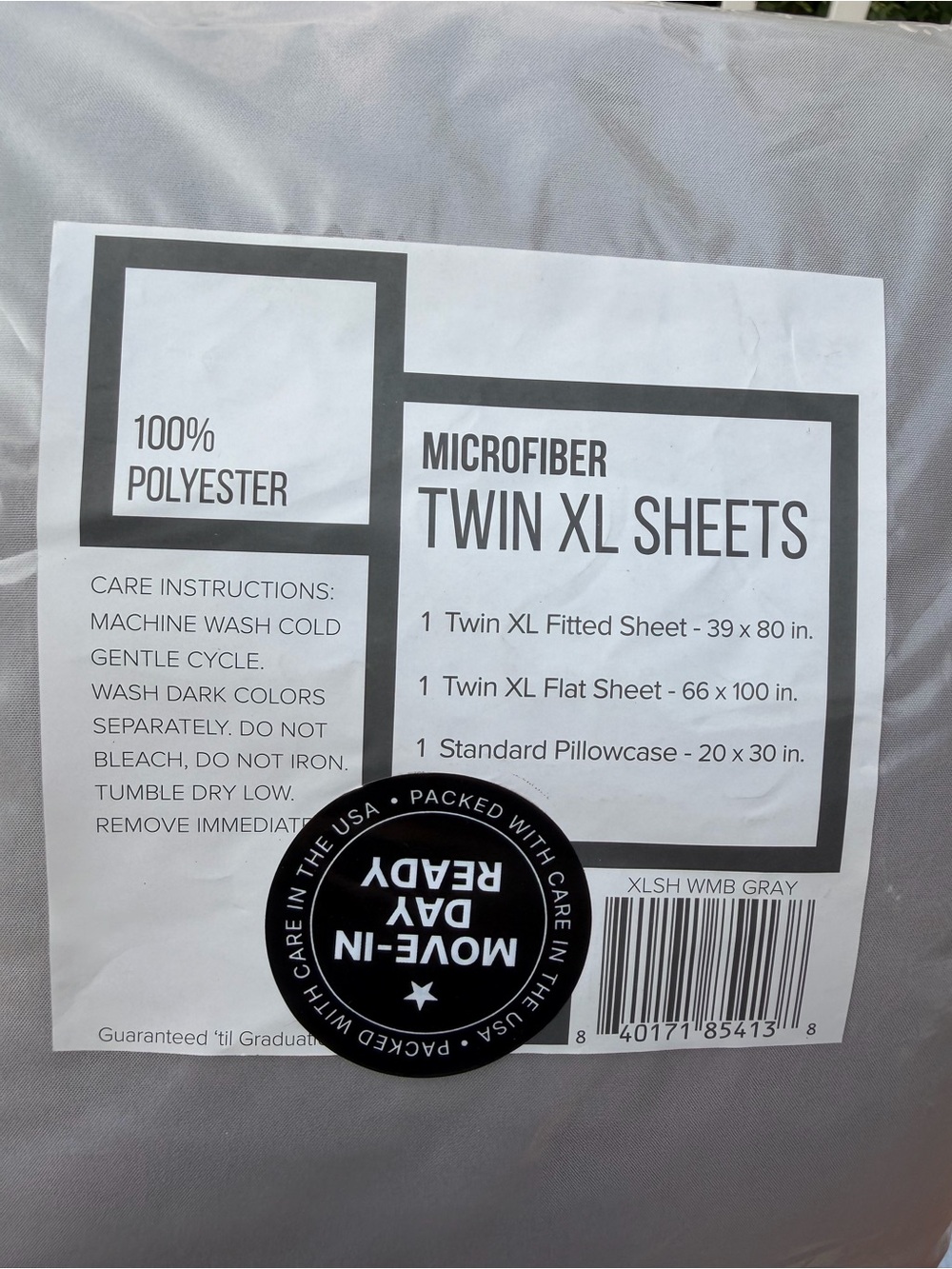 Microfiber Twin XL Sheets - Gray